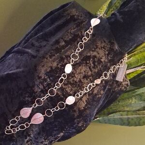 Relativity Silver Leaf and Circle Link Necklace 28 In Long Nwt